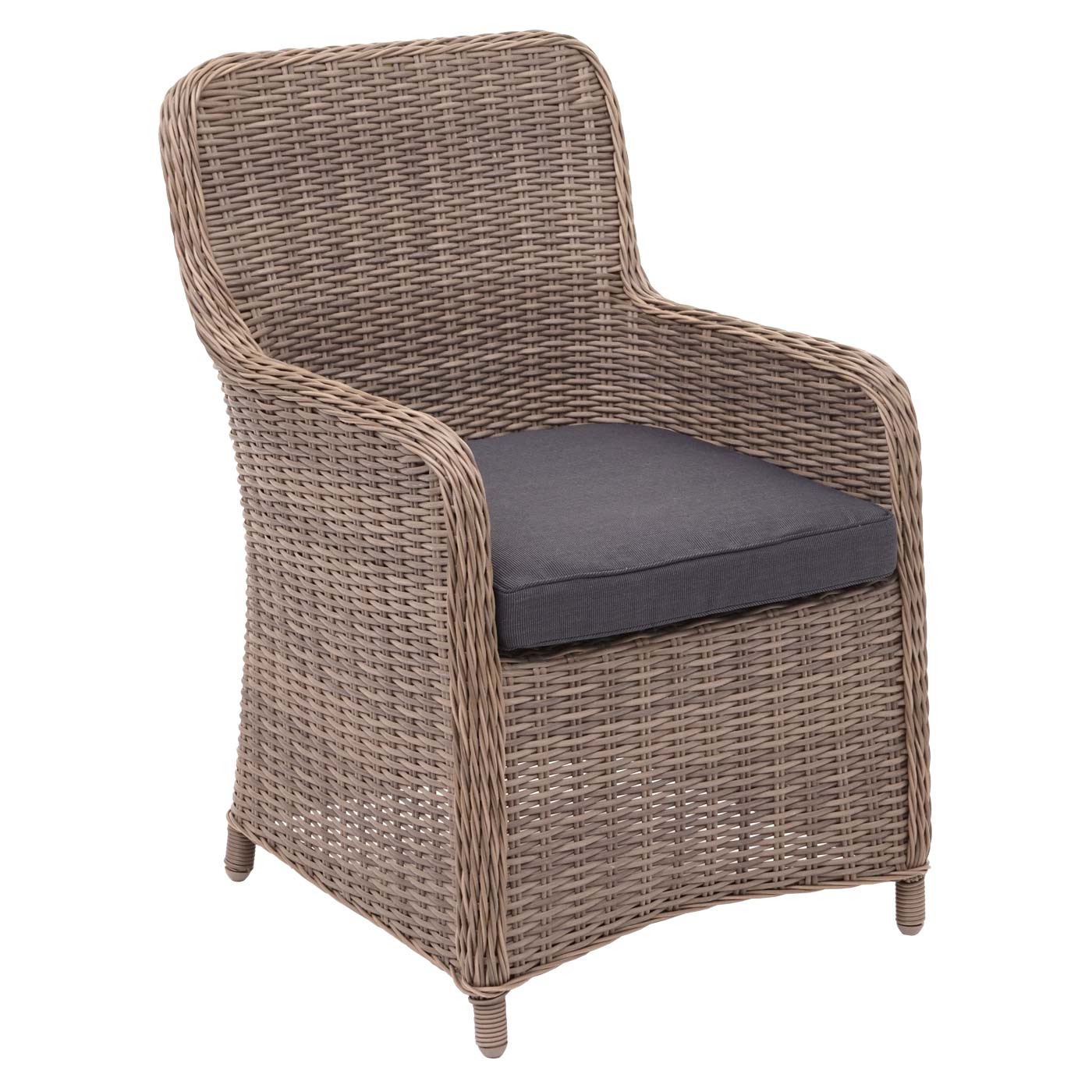 Poly-Rattan Garnitur MCW-E98, Balkon-/Garten-/Lounge-Set Sitzgruppe, Spun Poly halbrundes Rattan MVG beige Kissen grau