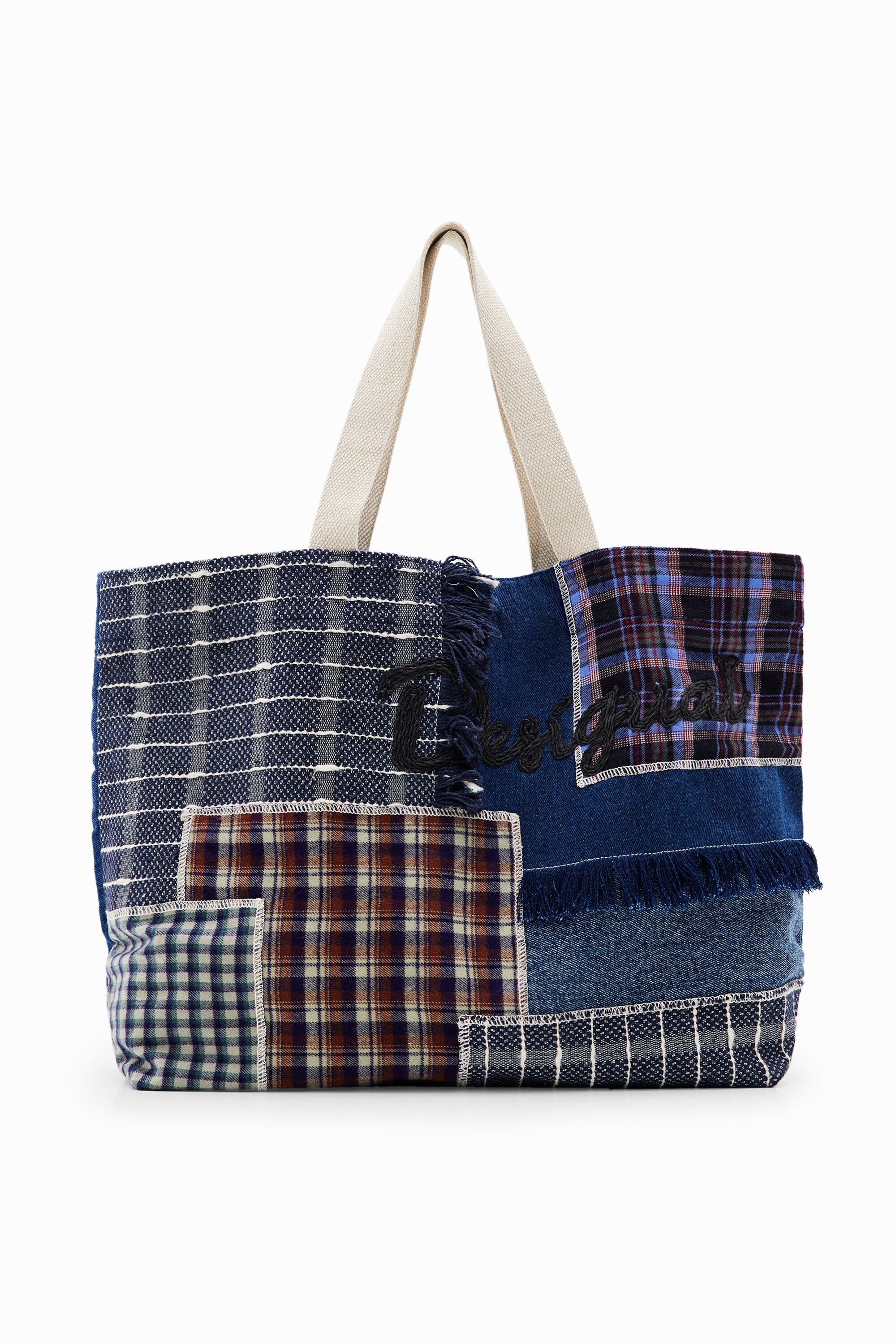 Sacola de compras tamanho XL com patchwork