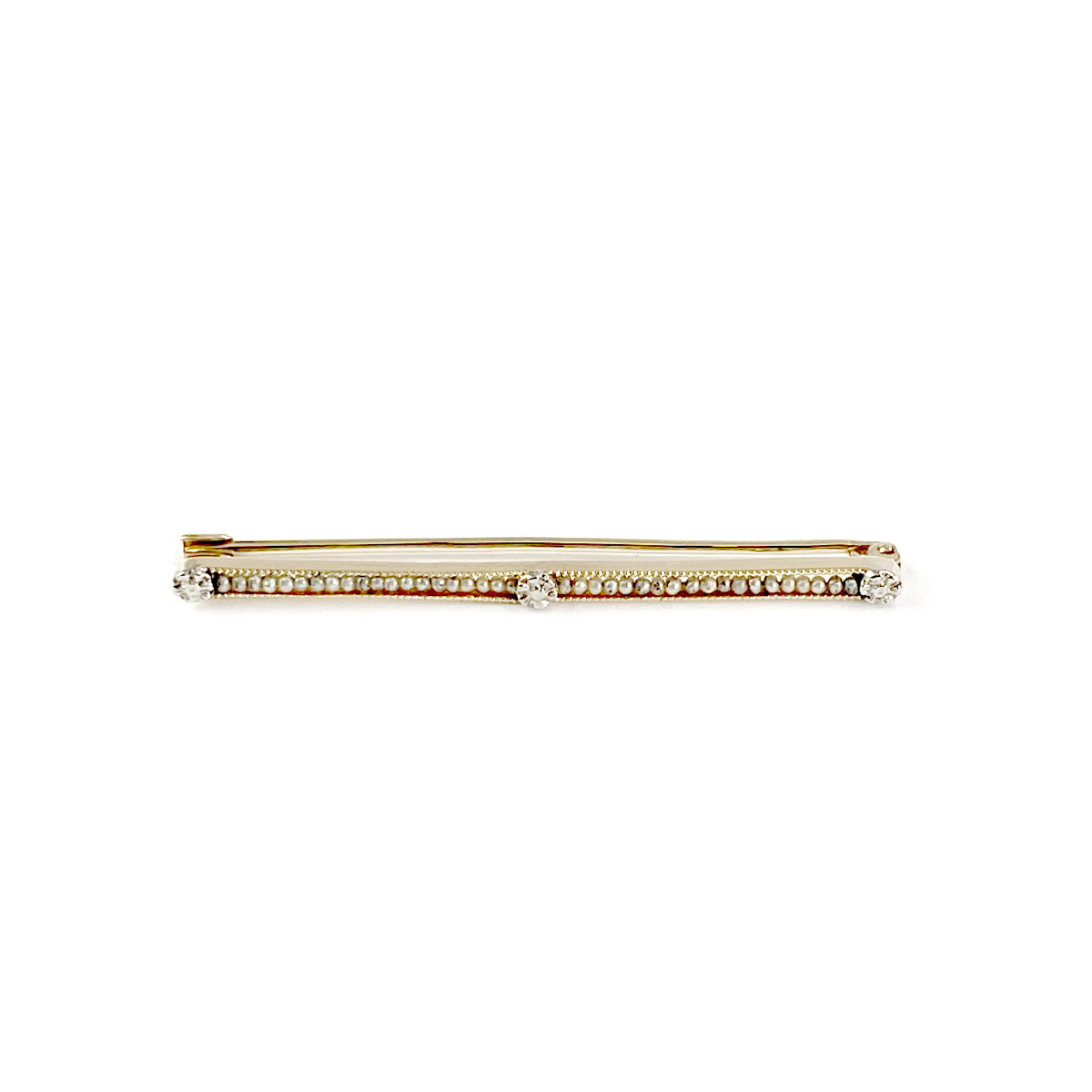 Broche d'occasion or 750 jaune perles
