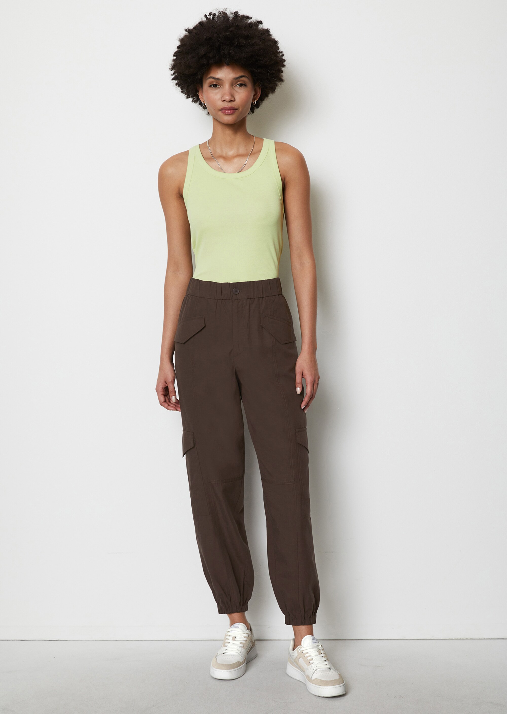 Tanktop mit feiner Rippstruktur aus elastischem Organic Cotton-Mix