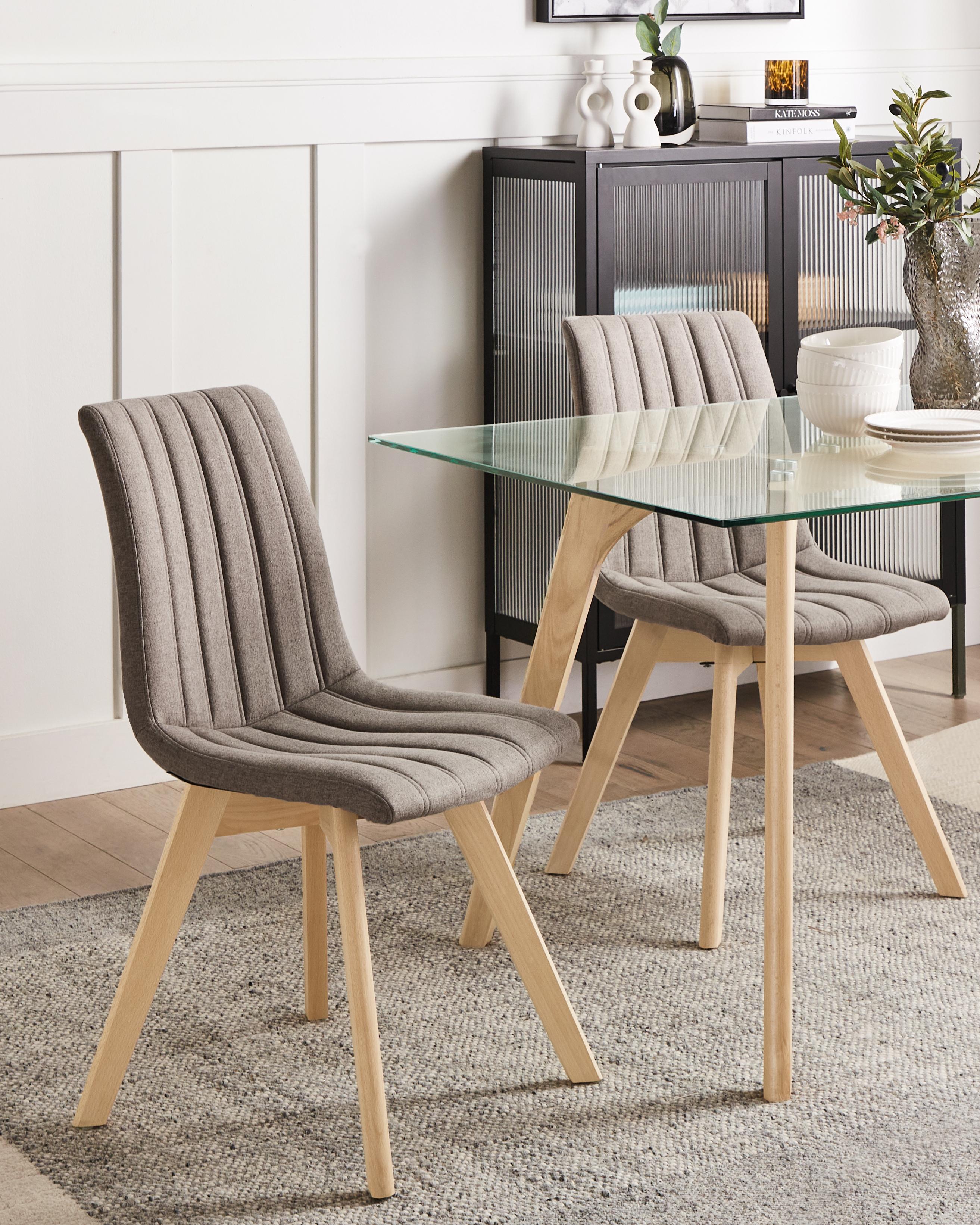 Set van 2 eetkamerstoelen CALGARY Stof Bruin