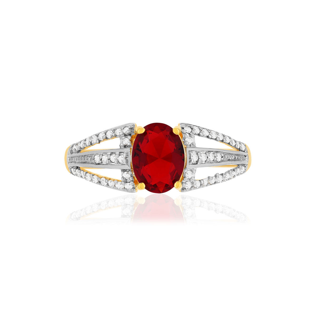 Bague plaque or 2 tons pierre imitation zirconias