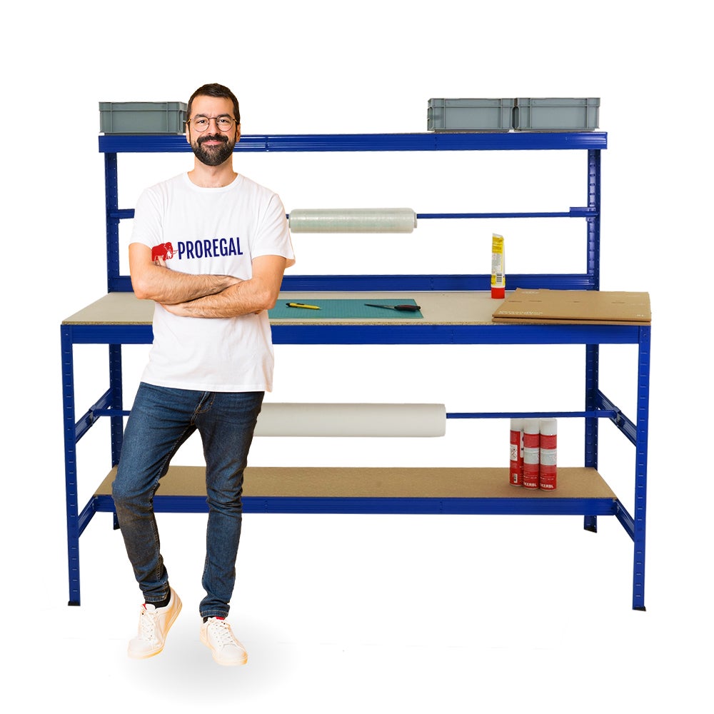 PROREGAL Tiger paktafel HxBxD 150 x 180 x 75 cm Draagvermogen 300 kg Blauw