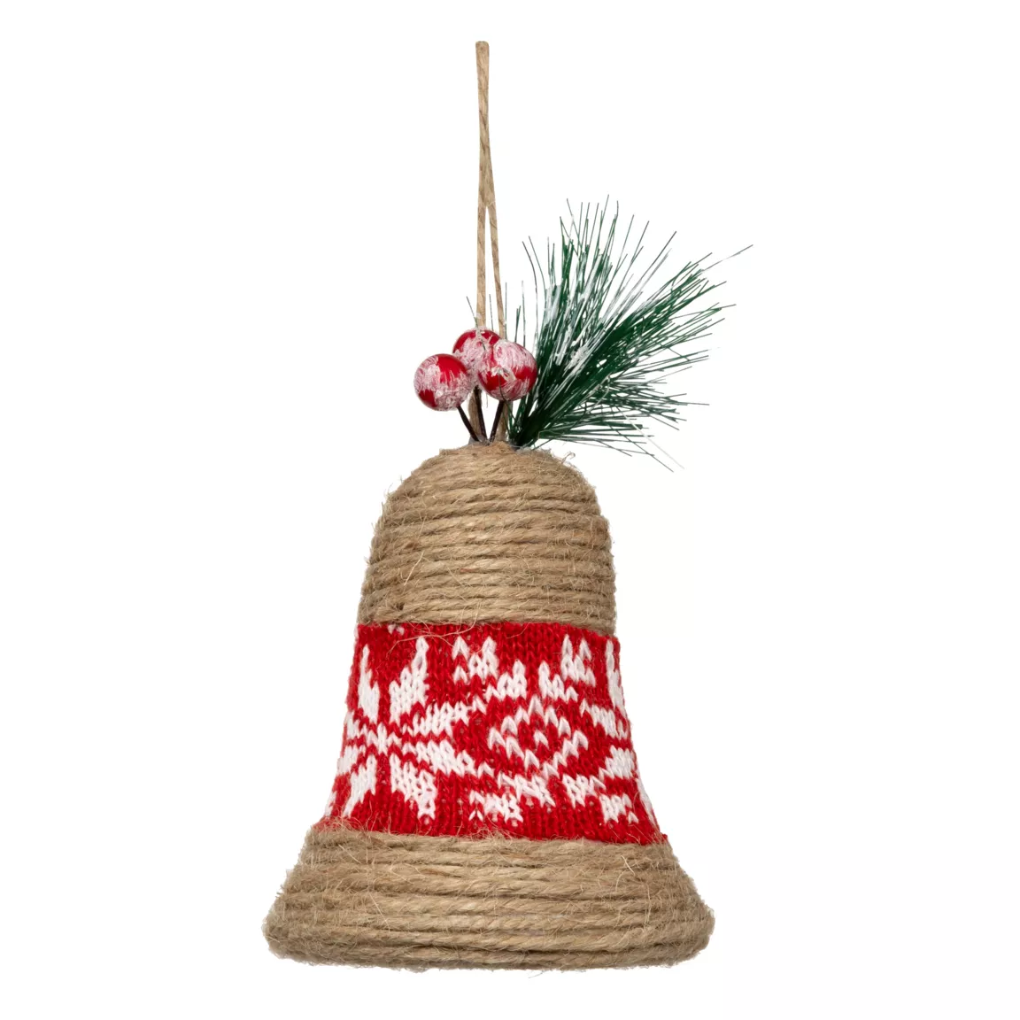 Suspension de Noël en jute (H9 cm) Cloche du village
