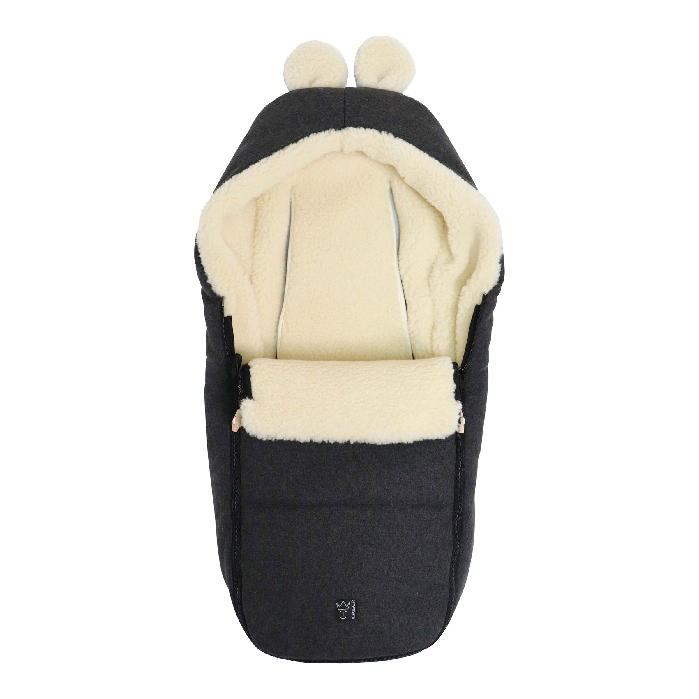 Kaiser Winterfußsack HOODY MAUS WOOL für Babyschalen dark shadow