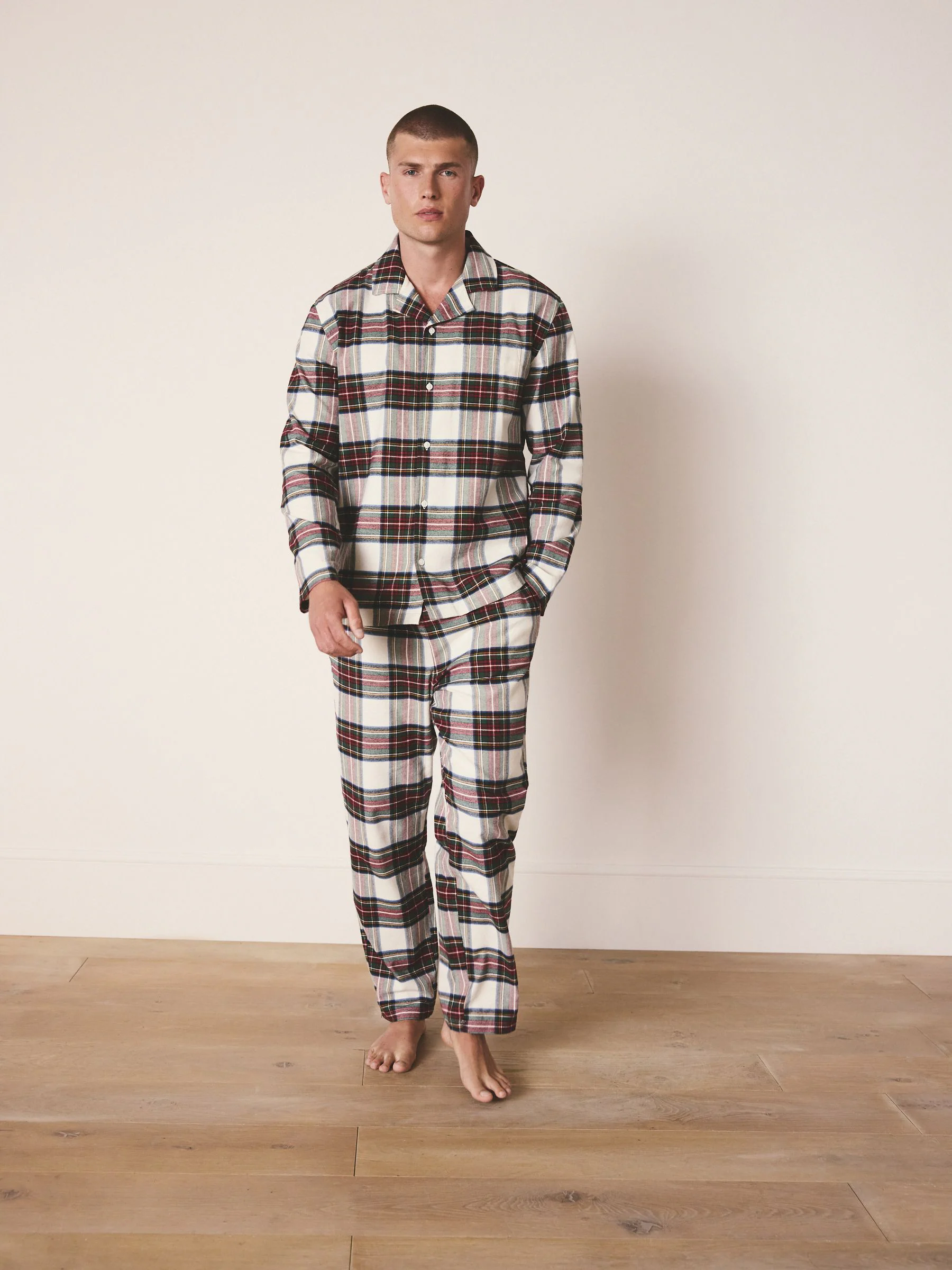Rood/wit geruit - Bijpassende familie Kerstmis Knoopsluiting Pyjama's