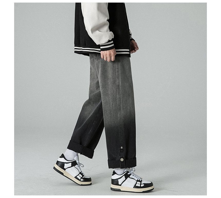 Tiaota - Mid Rise Gradient Wide Leg Jeans