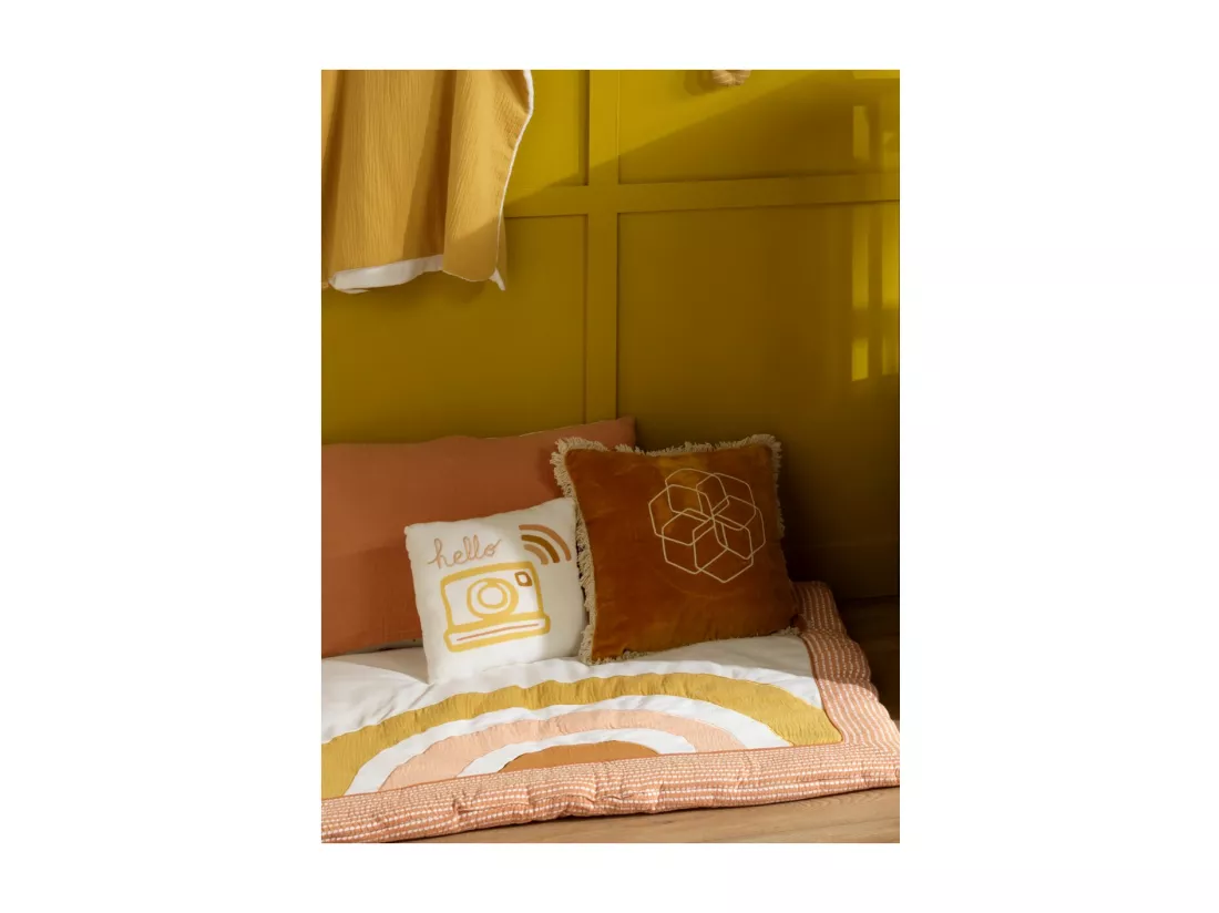 Coussin déco carré 25x25cm en coton blanc