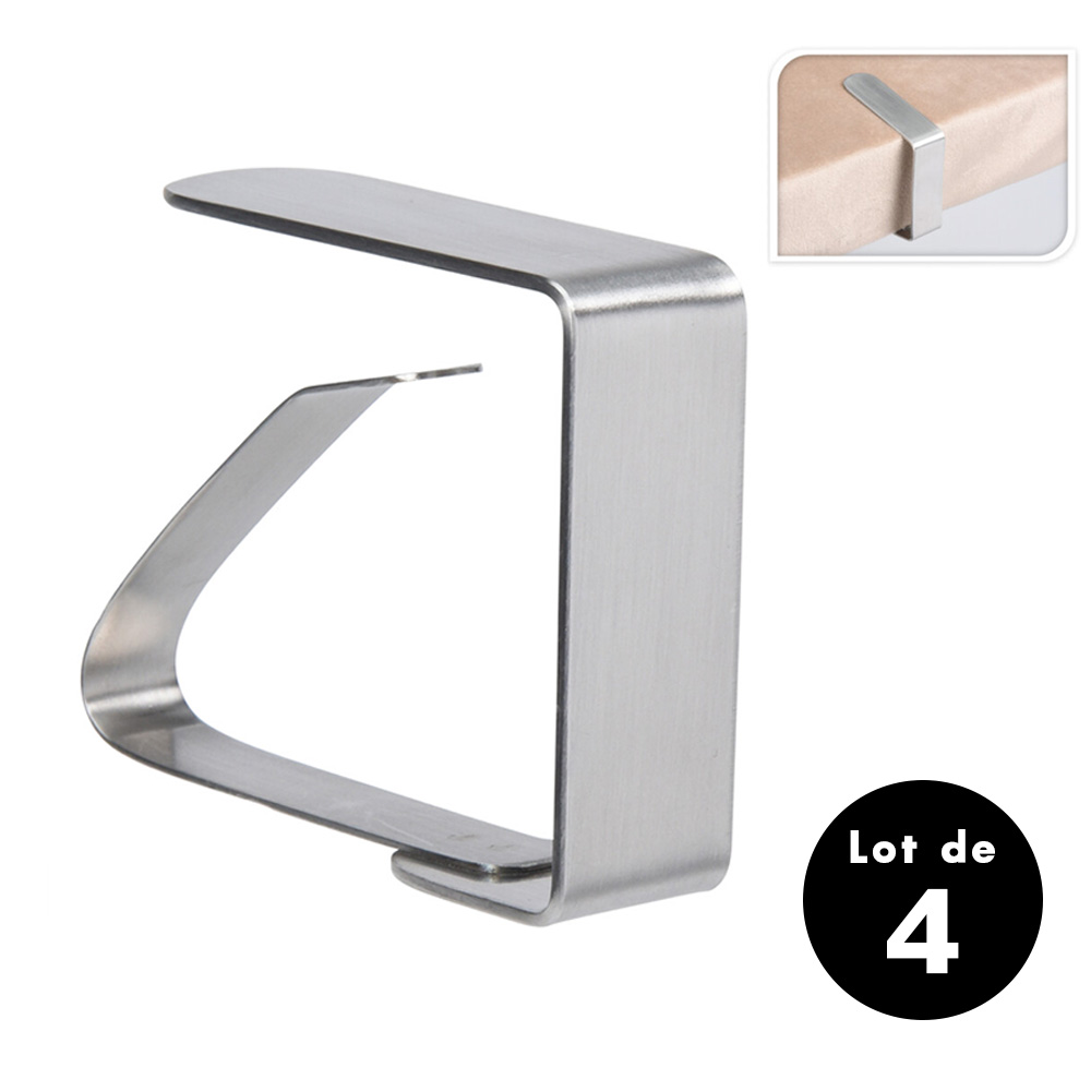 Lot de 4 pinces à nappe en acier inoxydable