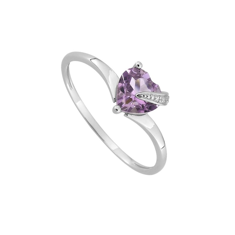 Bague femme - Solitaire - Or 9 Carats - Améthyste