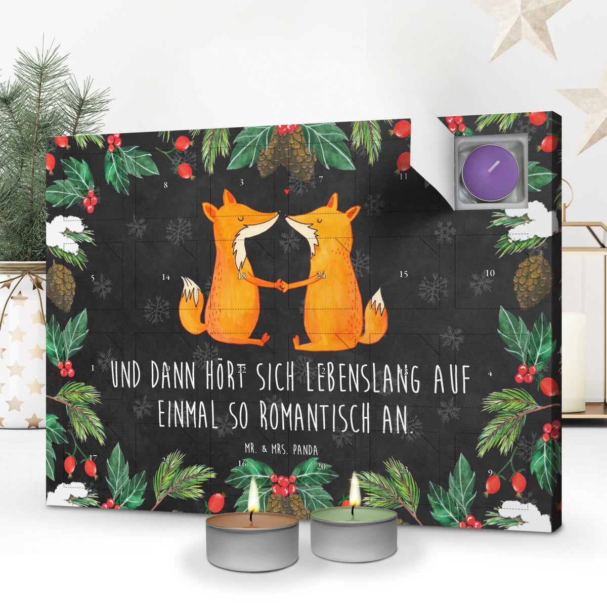 Mr. & Mrs. Panda Geurkaars Adventskalender Foxes Love - Zwart