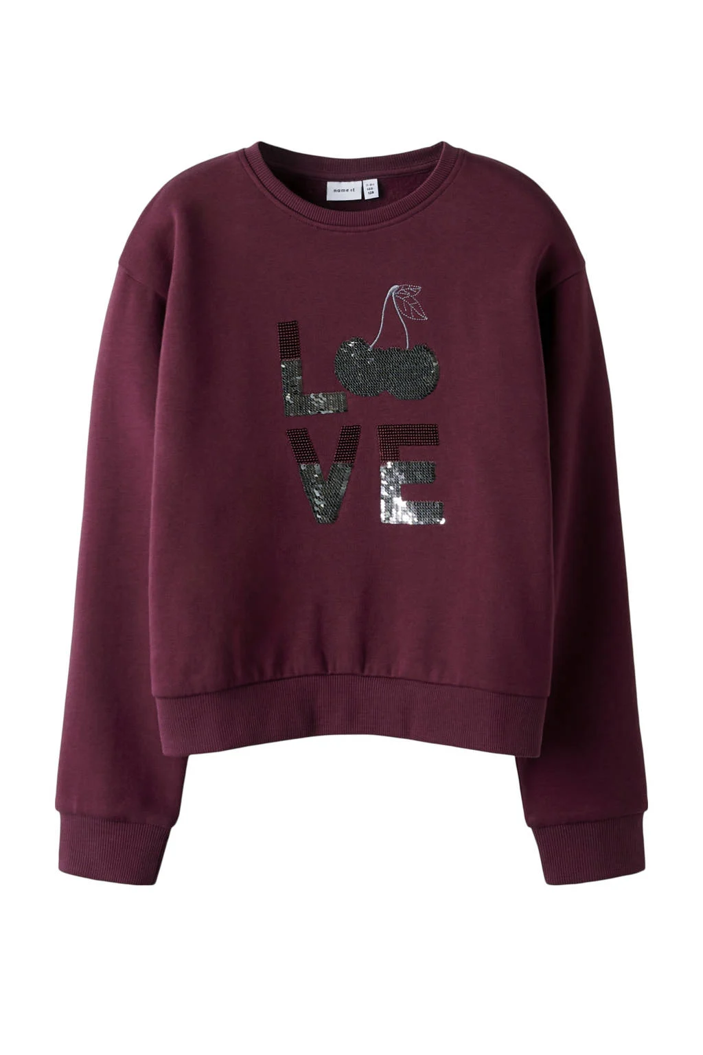 NAME IT KIDS sweater donkerrood met pailletten