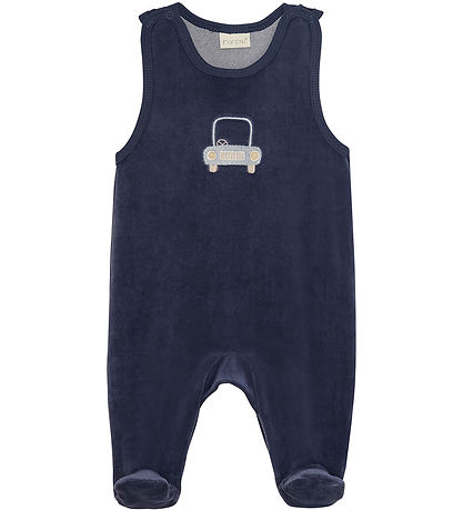 Fixoni Strampler m. Body l/ä - Velours - Indigo Blue
