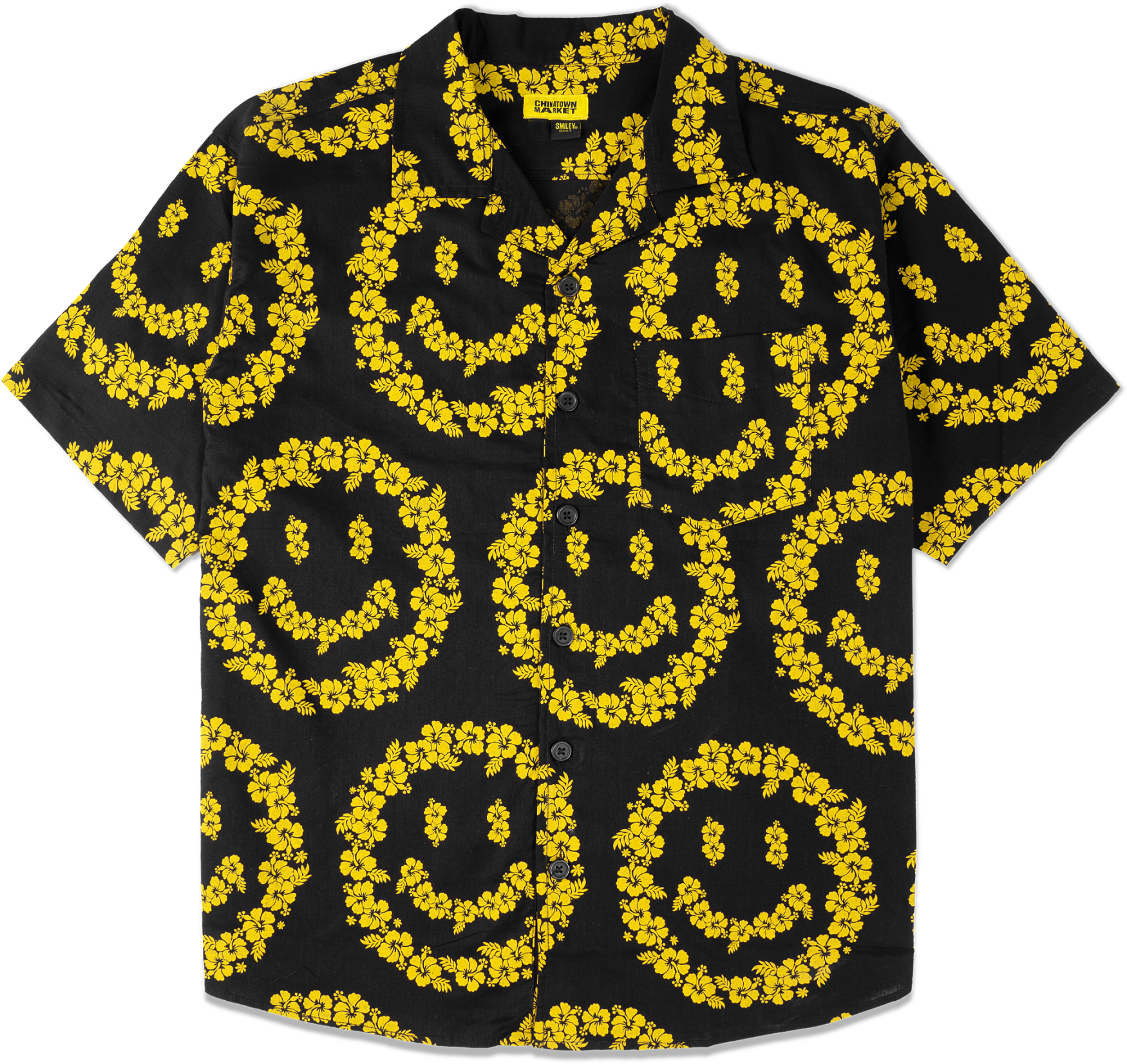 Market Smiley Floral Hemd Schwarz