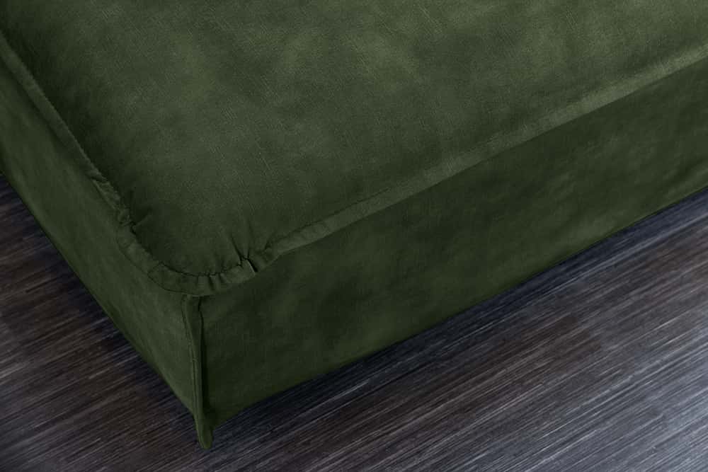 Großer Hussenhocker HEAVEN 100cm dunkelgrün Samt Landhausstil Sofahocker waschbarer Bezug