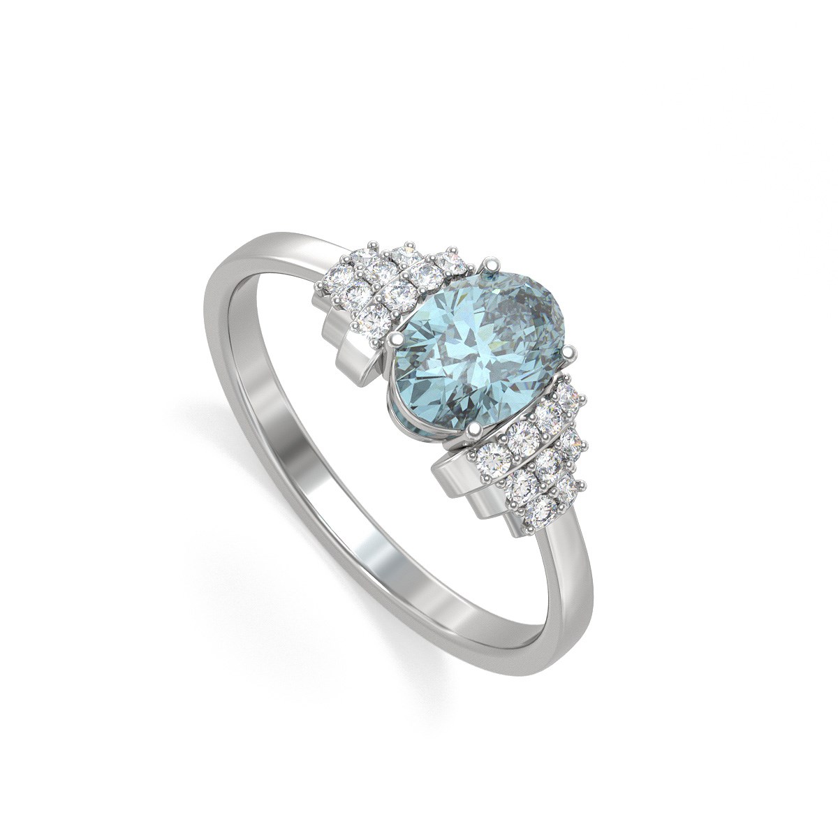 Bague aigue-marine et diamants en argent 925 : un bijou luxueux et raffiné | Aden Boutique