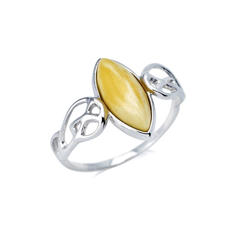 BAGUE ARGENT RHODIE AMBRE MIEL