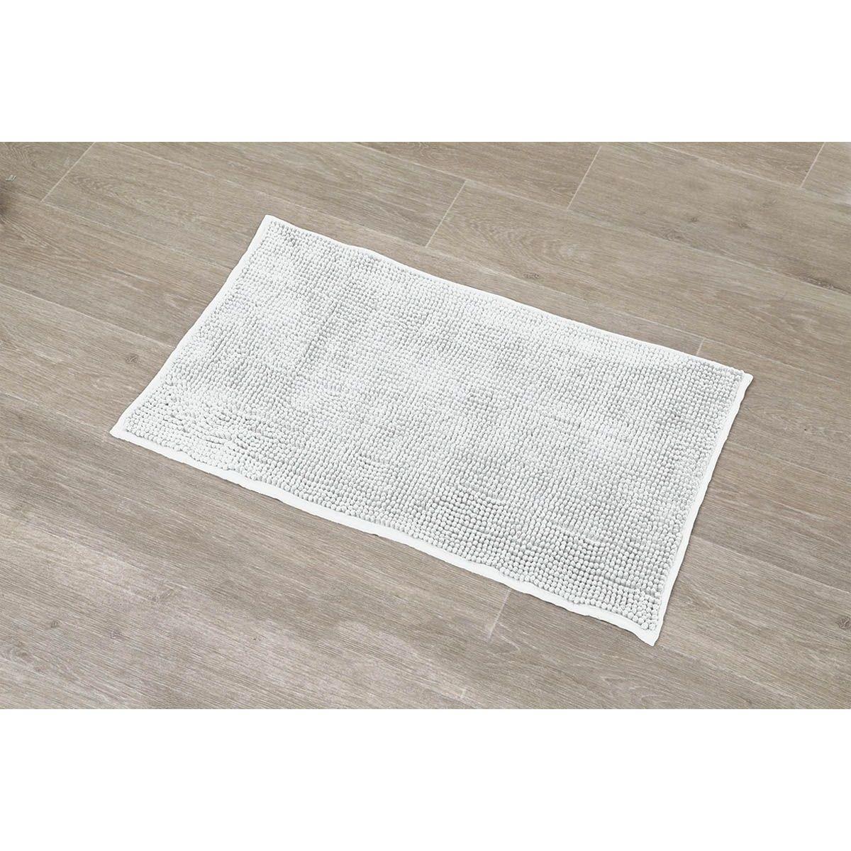 TAPIS MICROFIBRE BOULES UNI 45X75CM BLANC