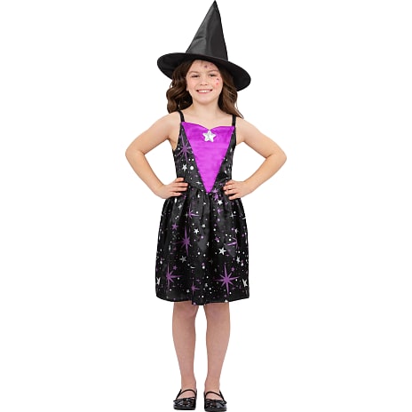 Halloween heksekostume med stjerner kostume str. 128