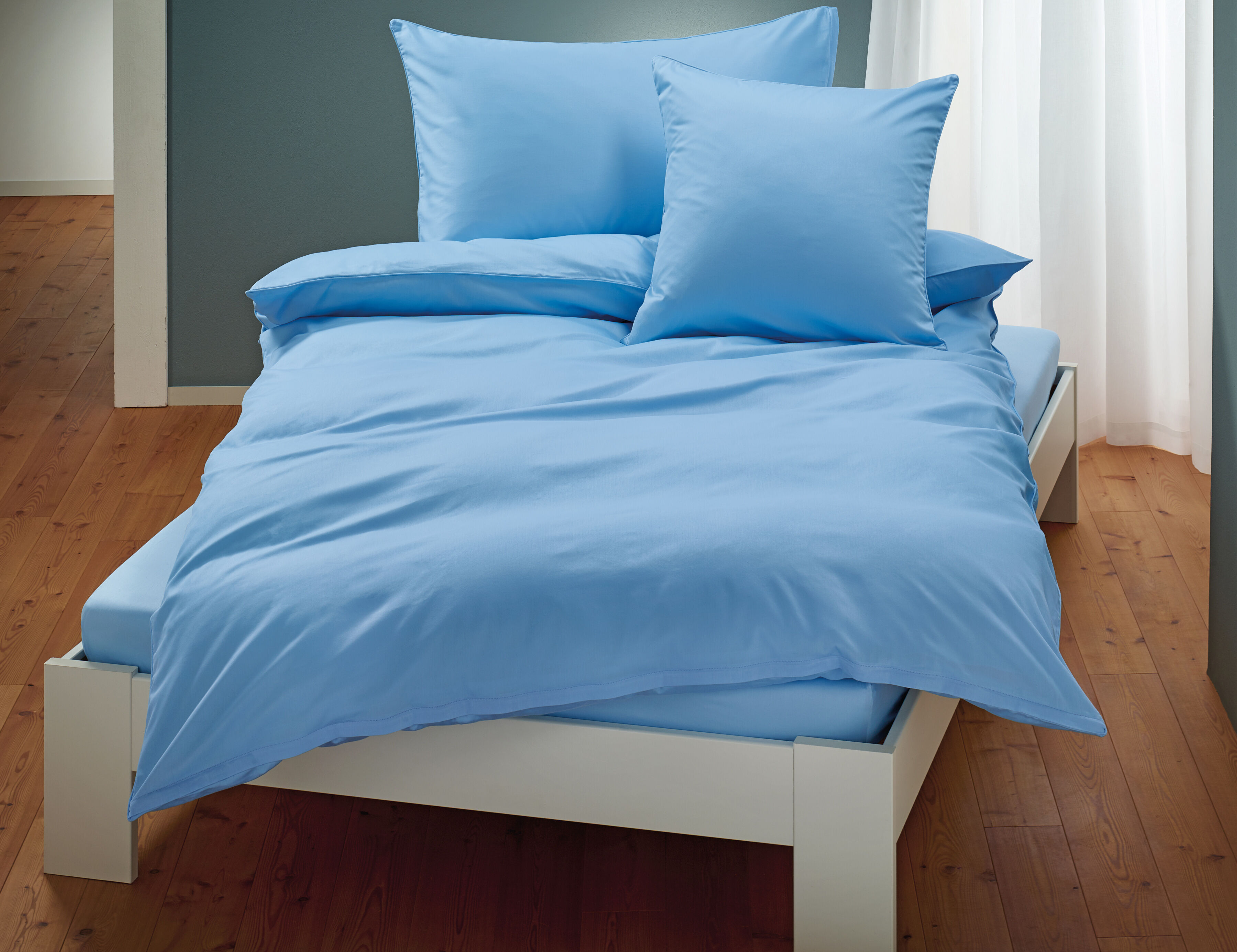 Uni Satin Bettwäsche mit Biese