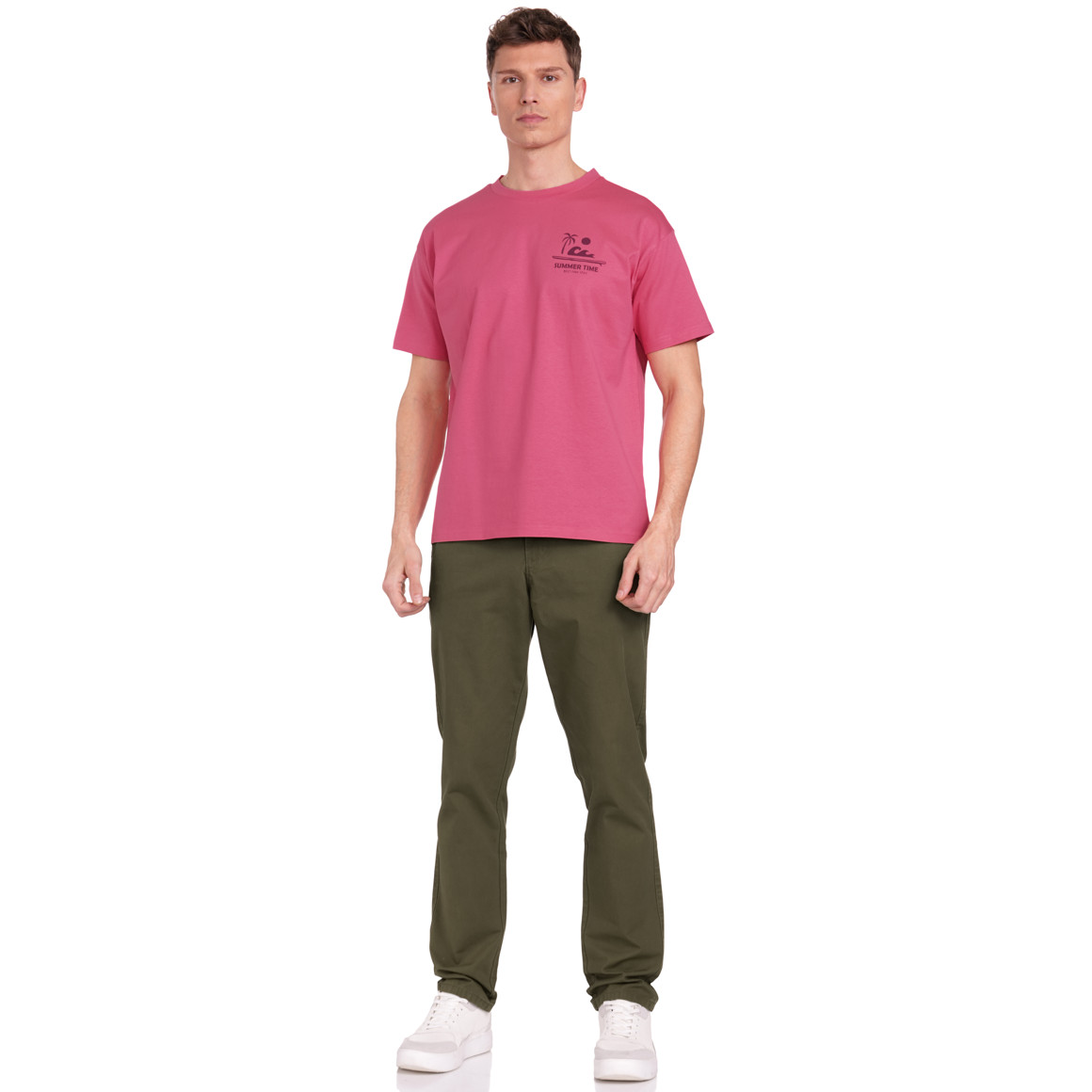 Jonas Nielsen Herren T-Shirt mit Backprint pink