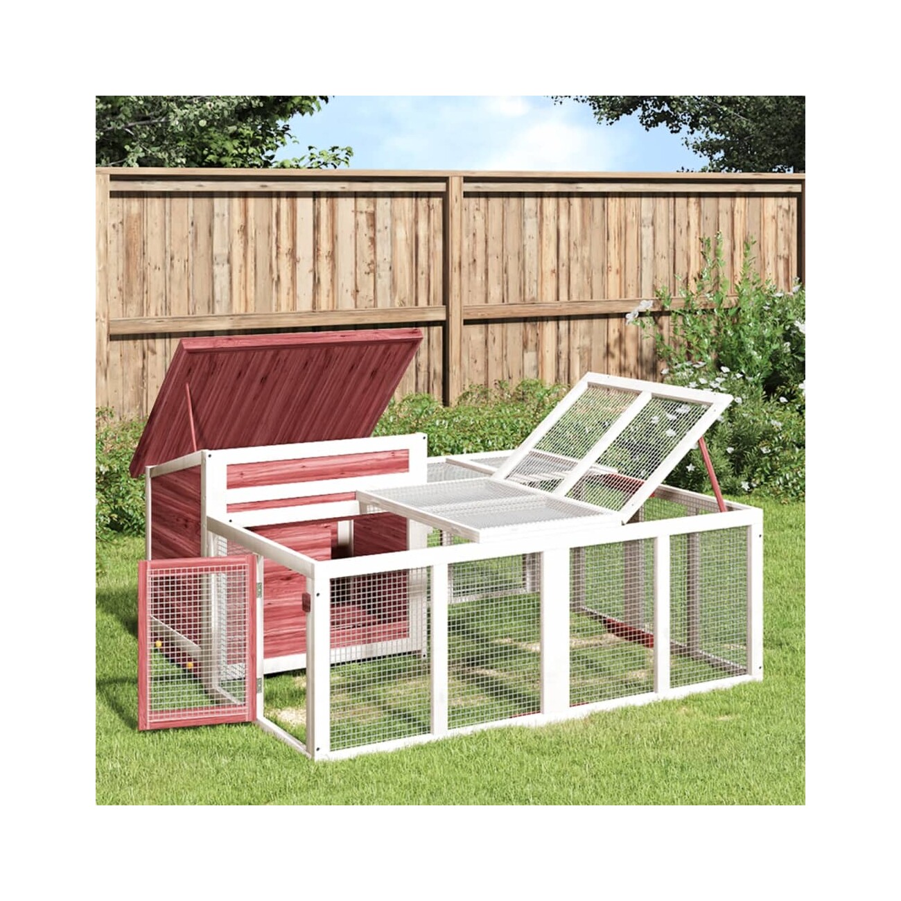VidaXL Kaninchenstall 144x123x67,5 cm (L x B x H) rosiges braun