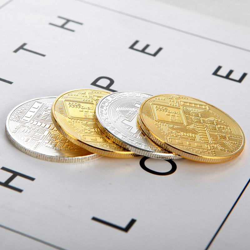 (Ø38mm) Bitcoin BTC Krypto Münze Souvenir Sammlerstück inkl. Münzkapsel - Silber