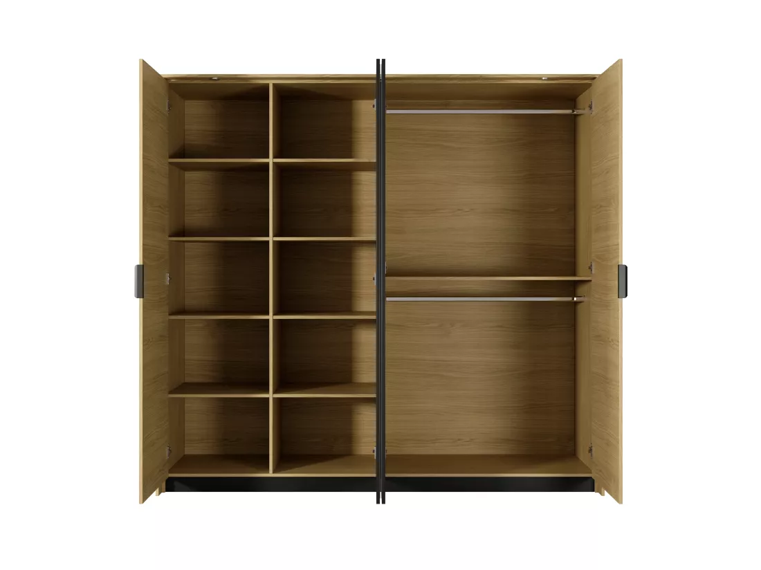 Armoire à portes battantes VERSO LED 224x60x211 Crème & Blanc