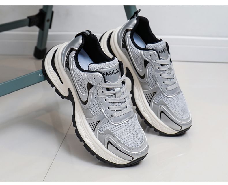 FRAISO - Mesh Panel Veterschoenen Platform Sneakers