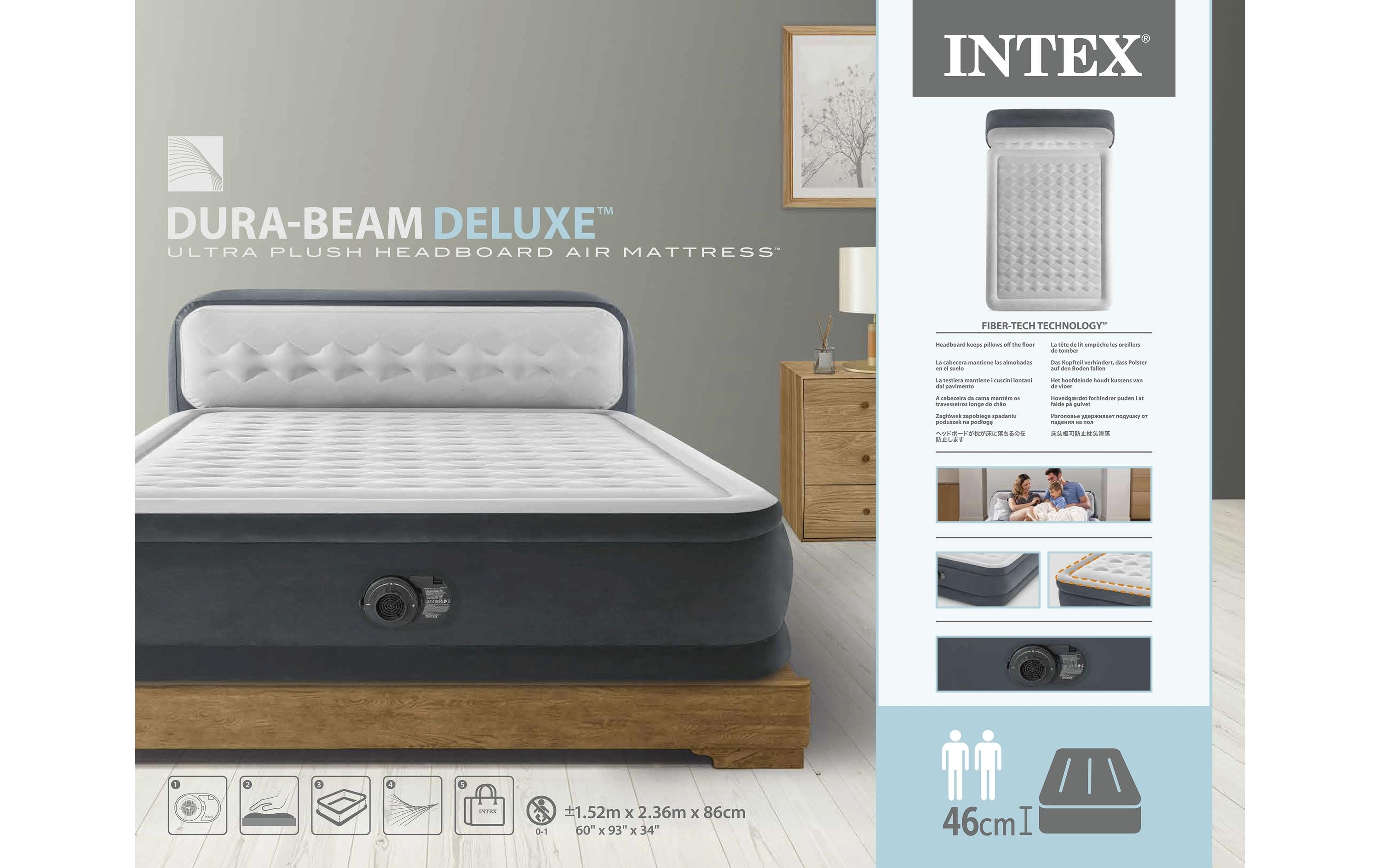 Luftbett Dura Beam mit Headboard Queen 152 x 236 x 46 cmLuftbett mit integrierter Pumpe