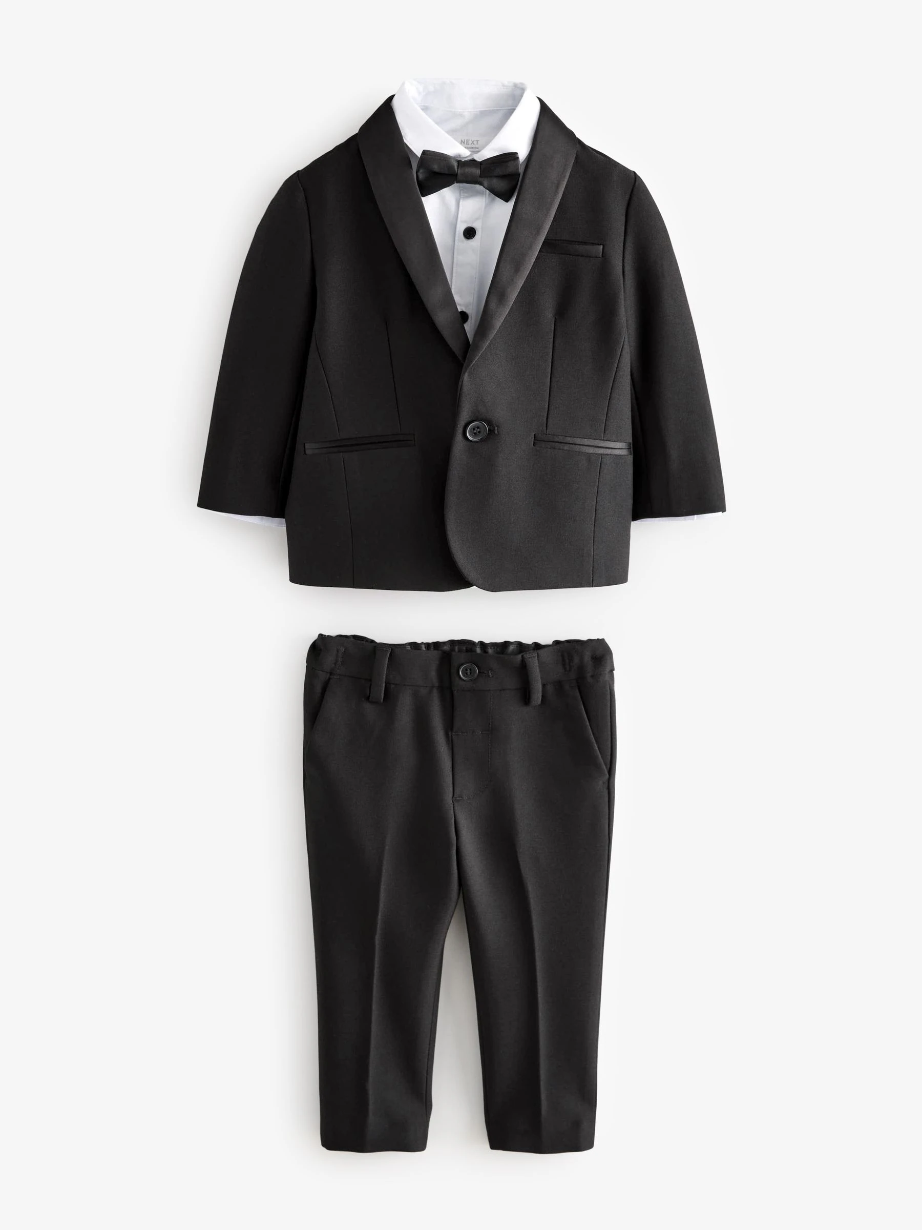 Zwart - Set van blazer, overhemd, broek en vlinderstrik (3 mnd - 9 jr)