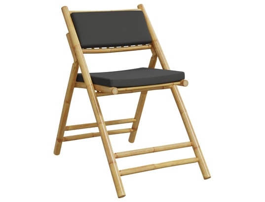 VIDAXL - Chaise pliante Chaises de bistro pliantes lot de 2 coussins gris foncé bamb...