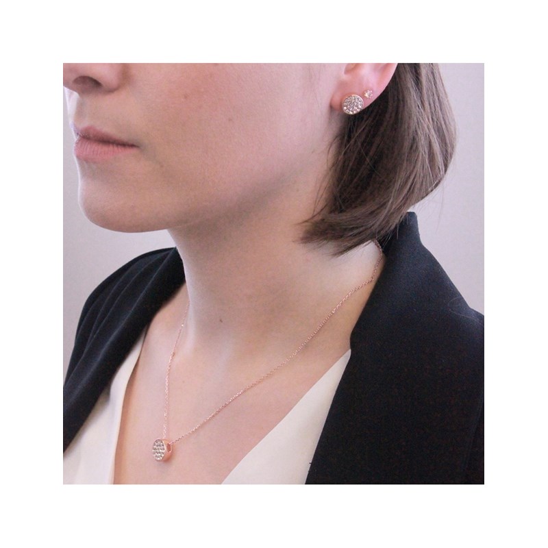 Pendentif Round - Or Rosé et Cristal