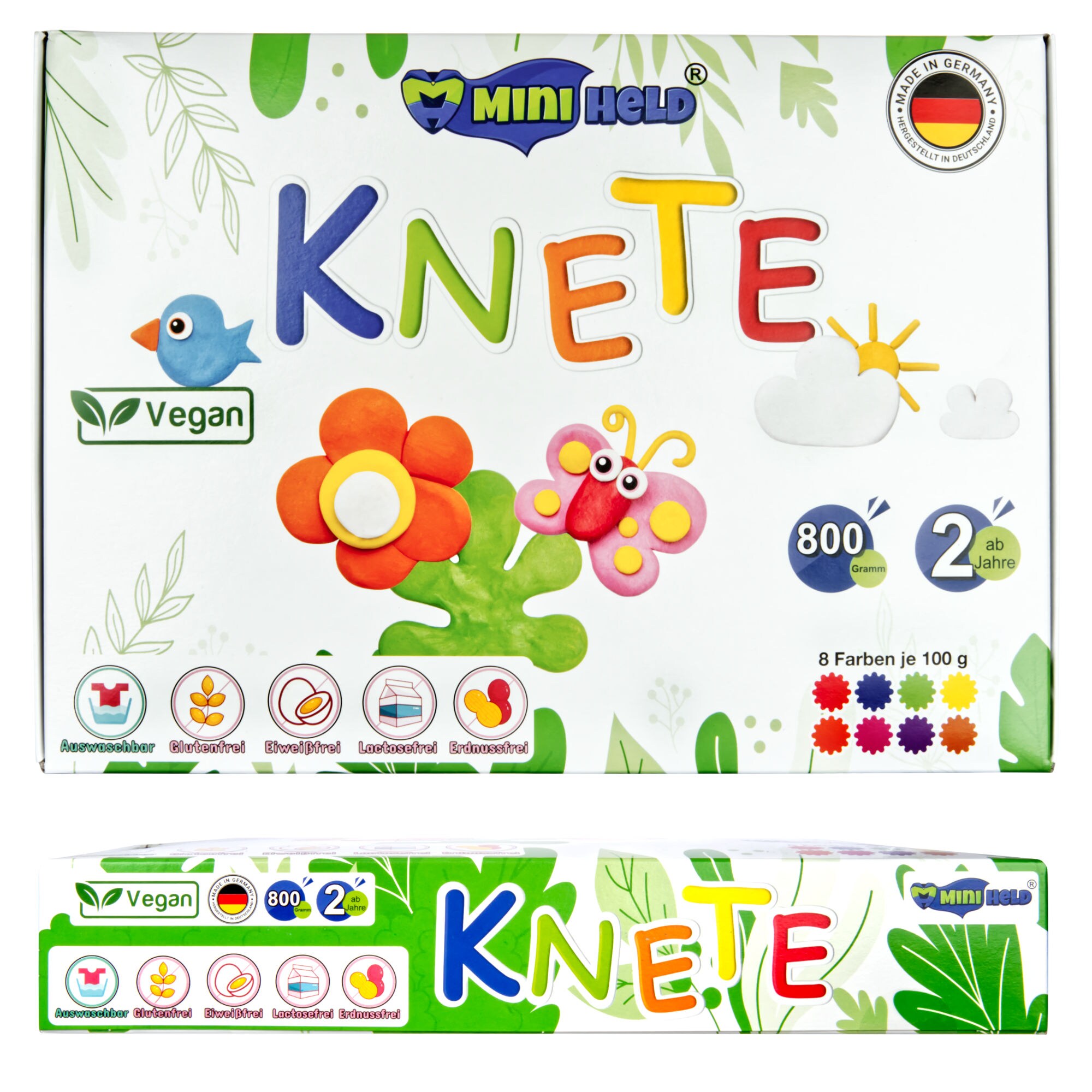Knete für Kinder 800g Vegan Knete Set in 8 verschiedenen Farben ab 2J