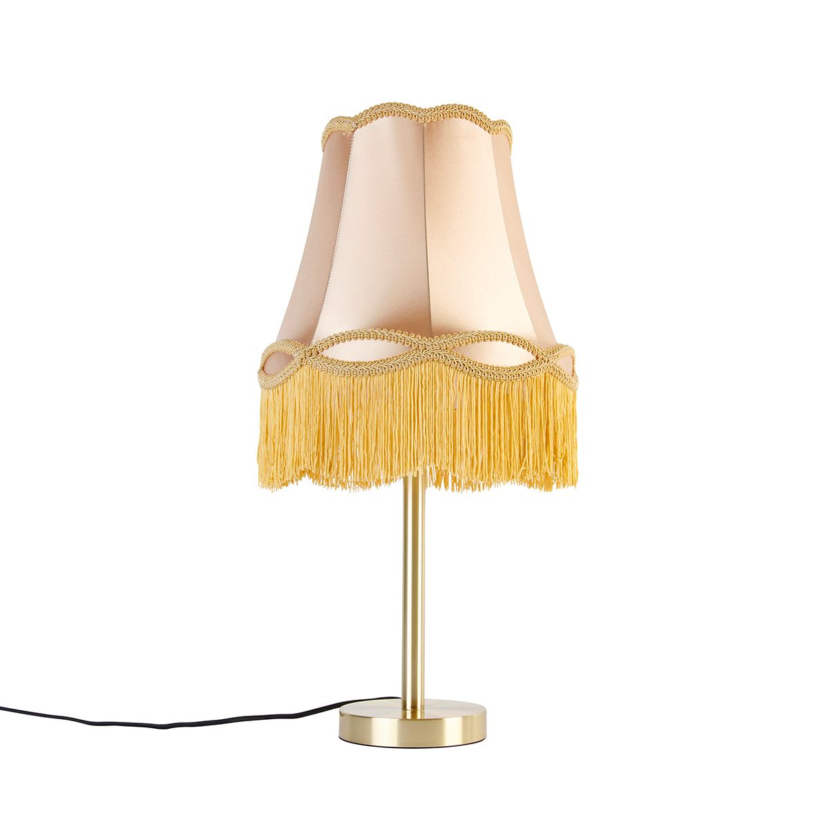 Klassieke tafellamp messing met granny kap goud 30 cm - Simplo