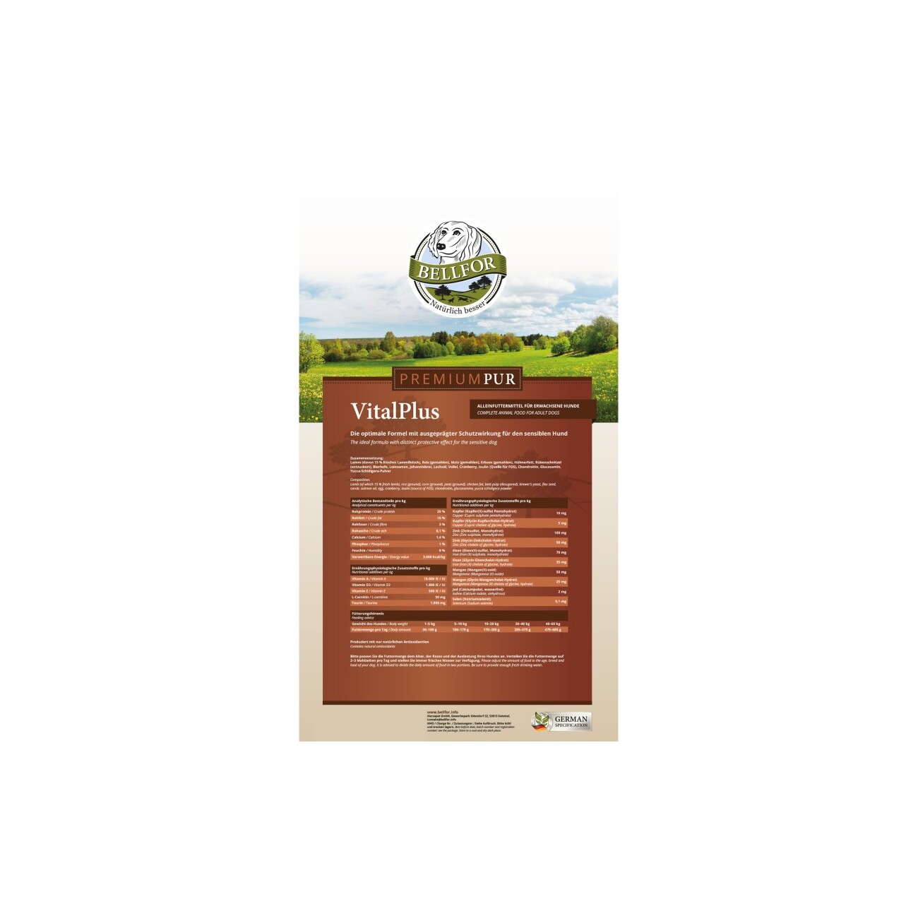 Bellfor Hundefutter mit hohem fleischanteil - PREMIUM PUR VitalPlus - 2,5 kg