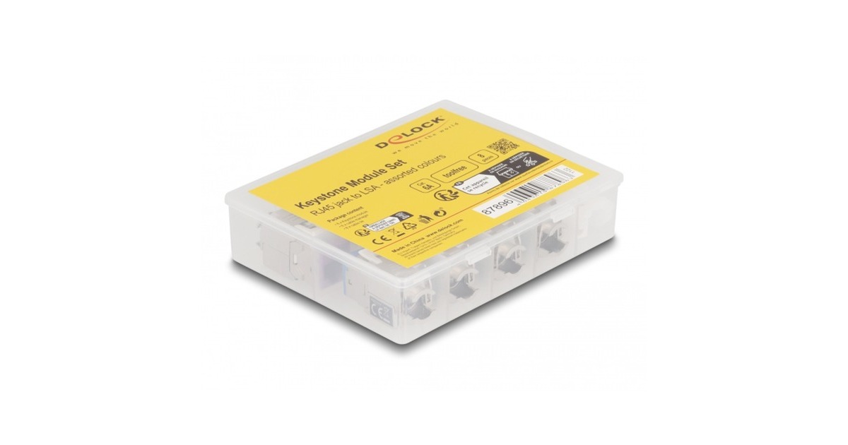 DeLOCKKeystone Module RJ45 Jack naar LSA Cat 6a toolfree, 8 stuks  (Meerkleurig)