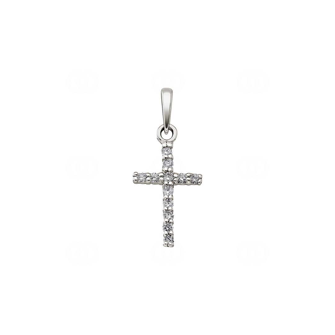 Anhänger 750/18 K Weissgold Kreuz mit Diamanten 0.10ct. H/si