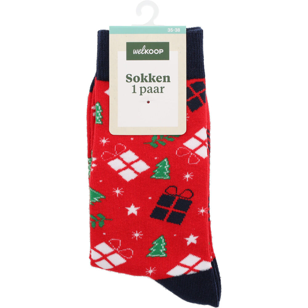 Welkoop Fun Kerst Kado - Sokken - Rood - 43-46