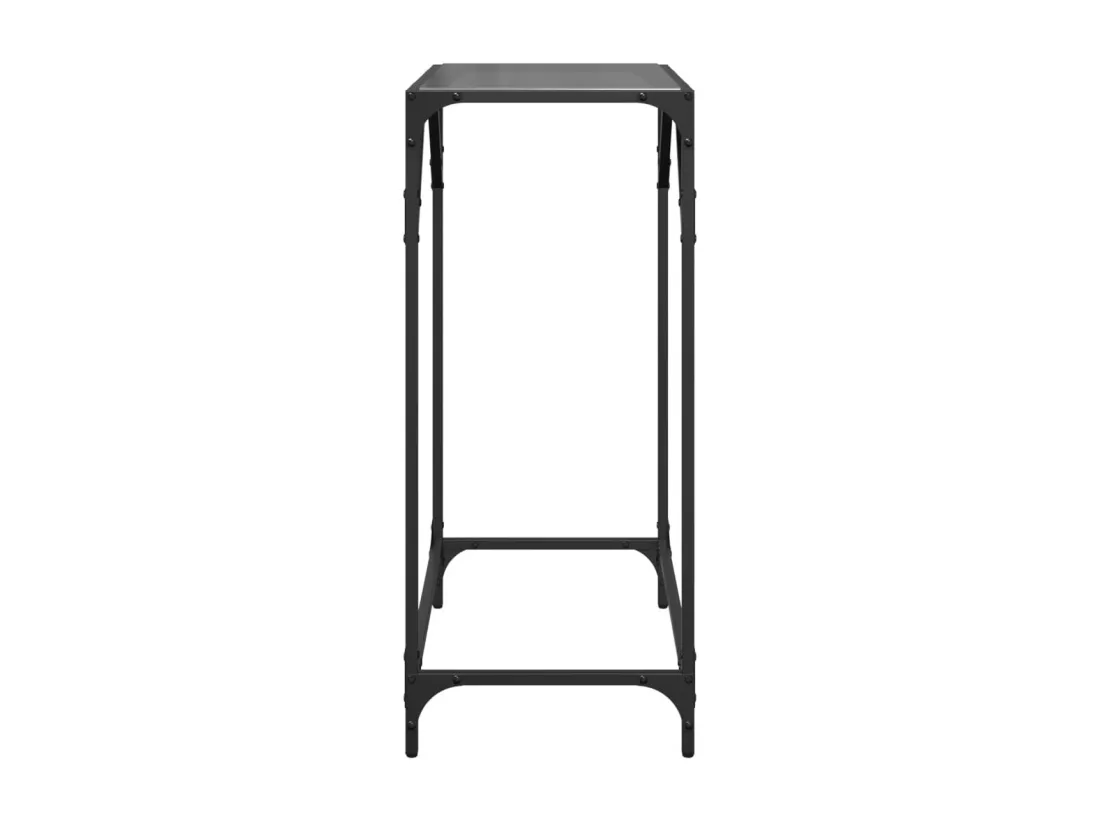 Table console avec dessus en verre noir 60x35x81 cm acier