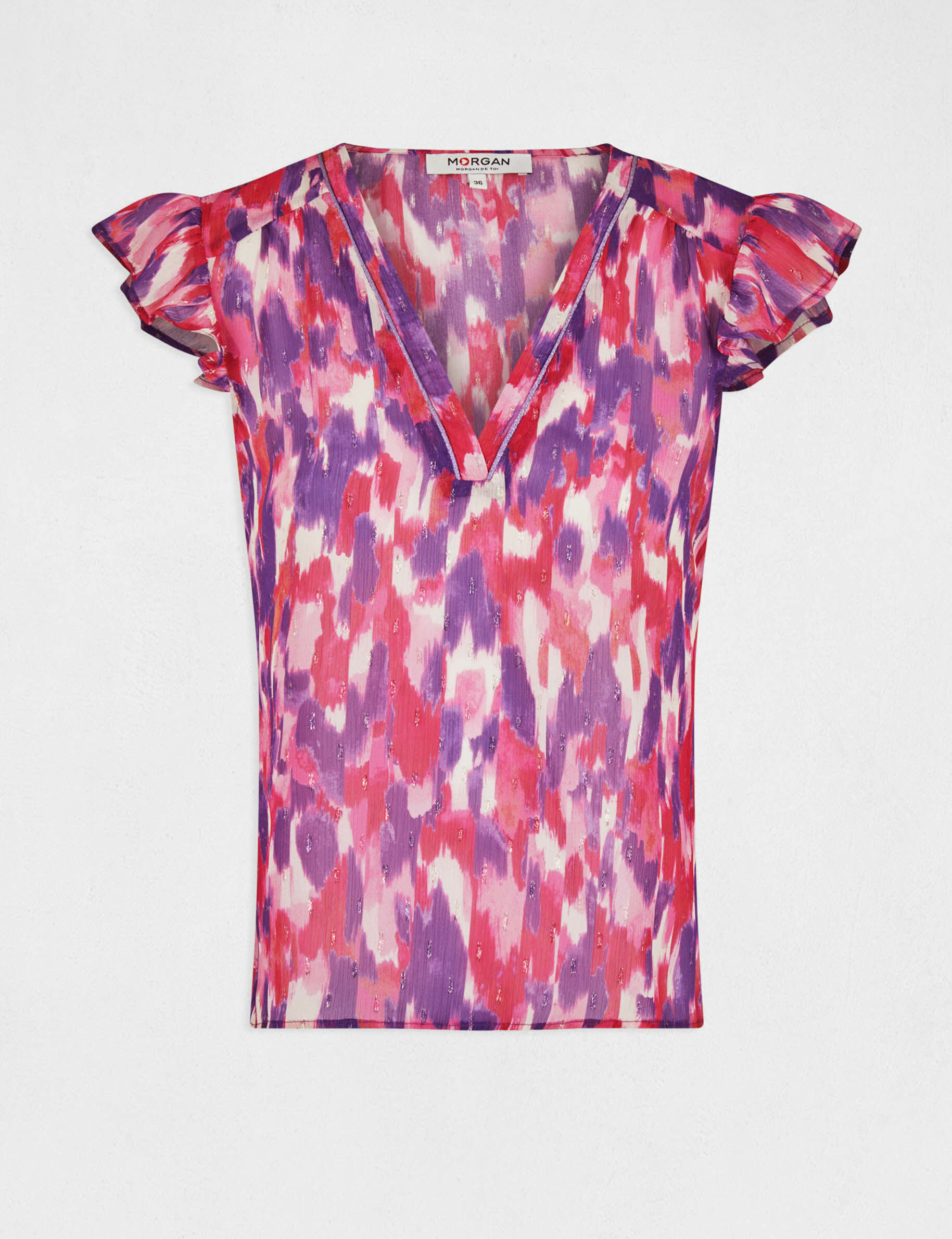 Blouse manches courtes imprimé abstrait multico femme - multico