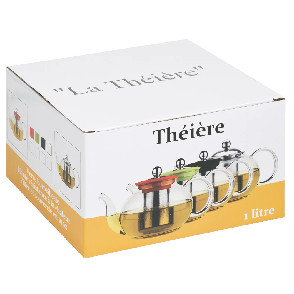 Théière avec filtre inox 1 l en borosilicate Table passion