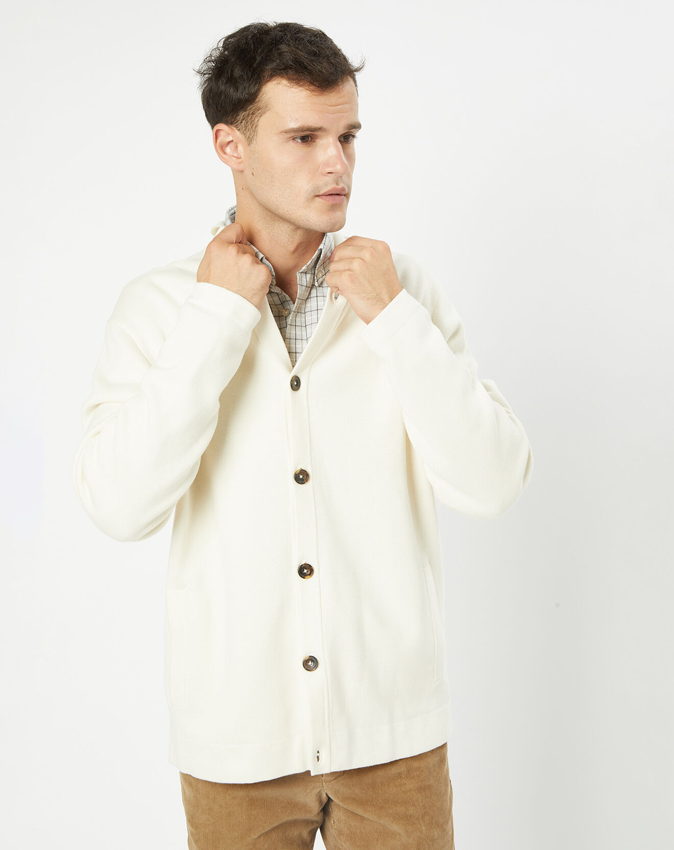 Hackett London Cardigan en Maille écrue