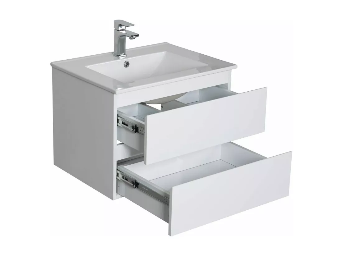 Meuble simple vasque blanc 60cm + vasque