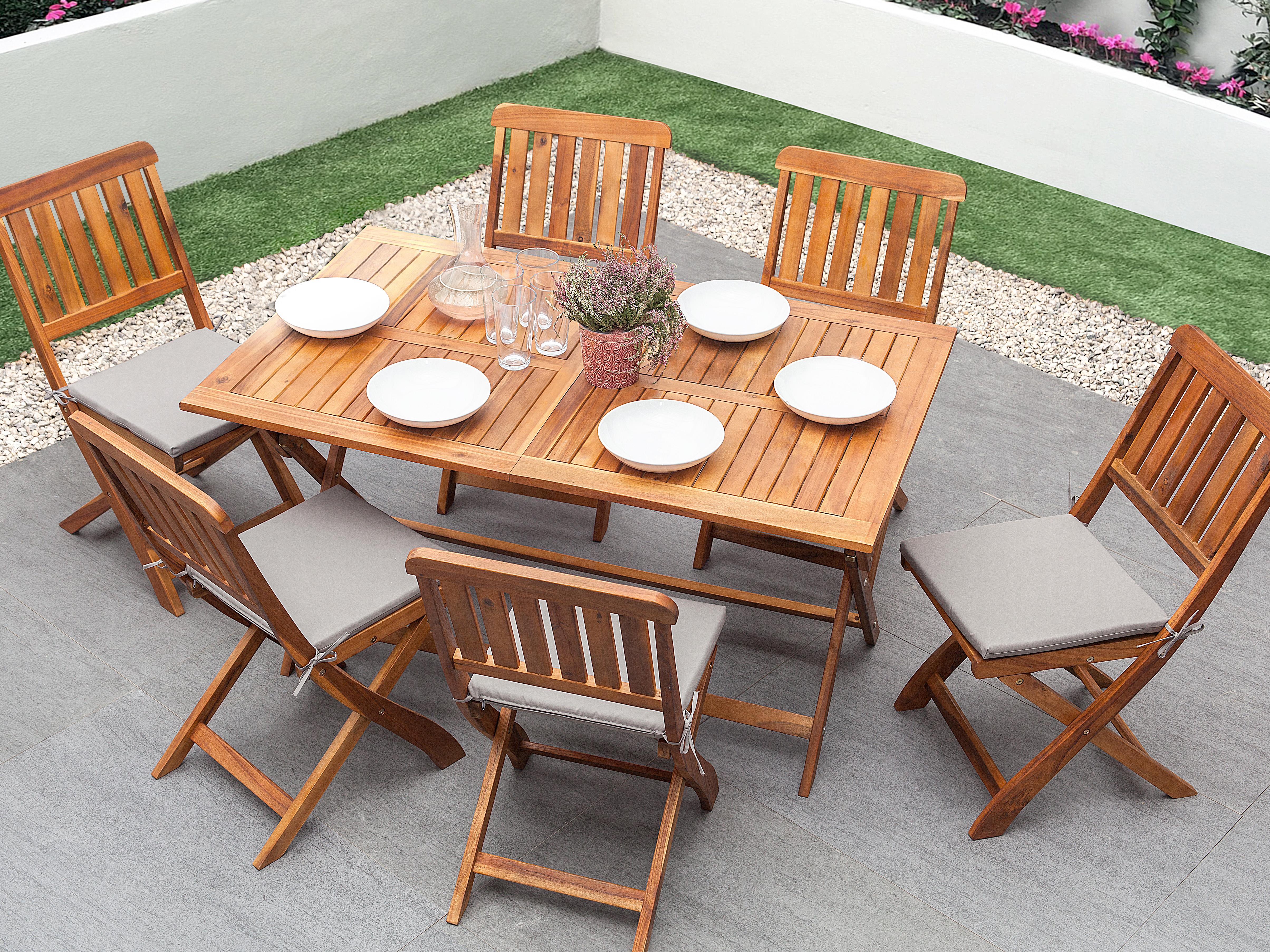 Tuinset 6-zits CENTO met kussens Acaciahout Bruin