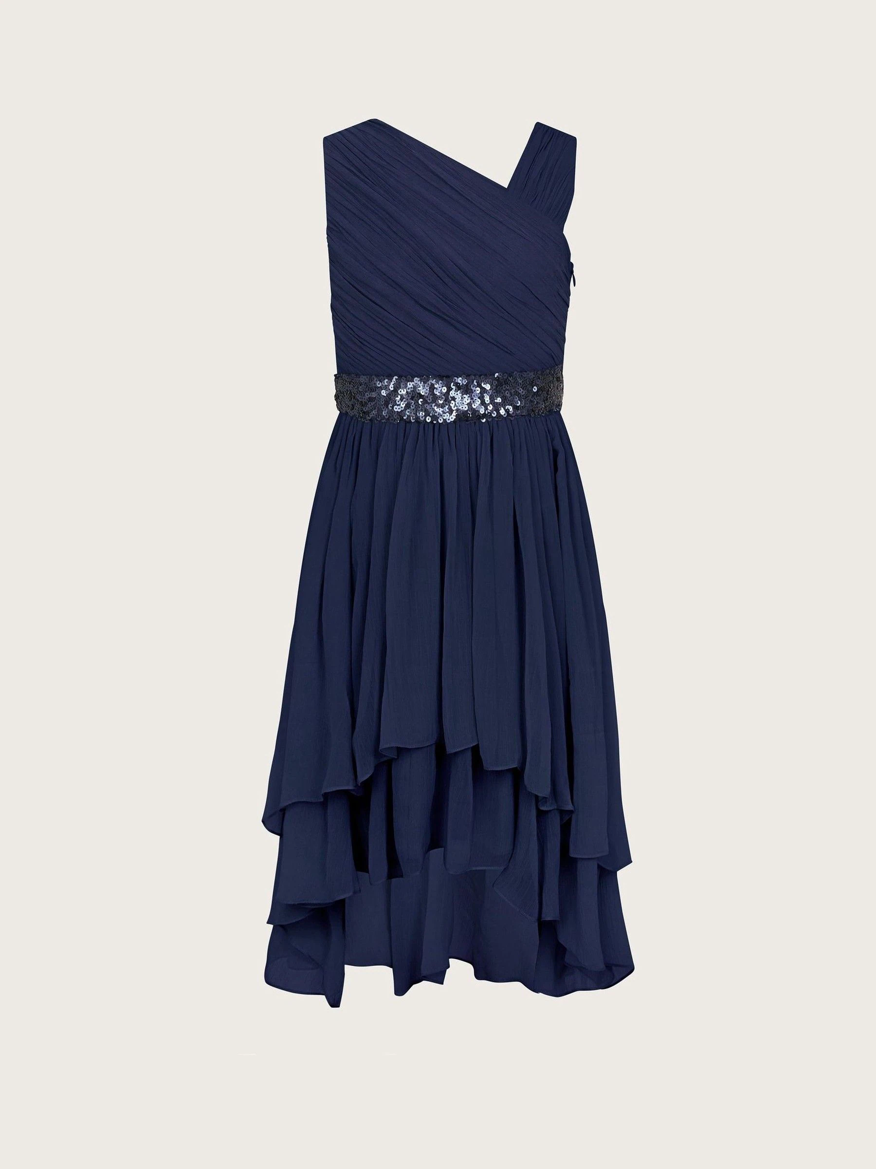 Blauw - Monsoon - Abigail - Feestjurk met één schouder
