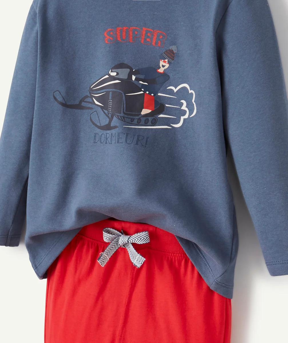 PYJAMA GARÇON BLEU ET ROUGE SUPER DORMEUR EN FIBRES RECYCLÉES