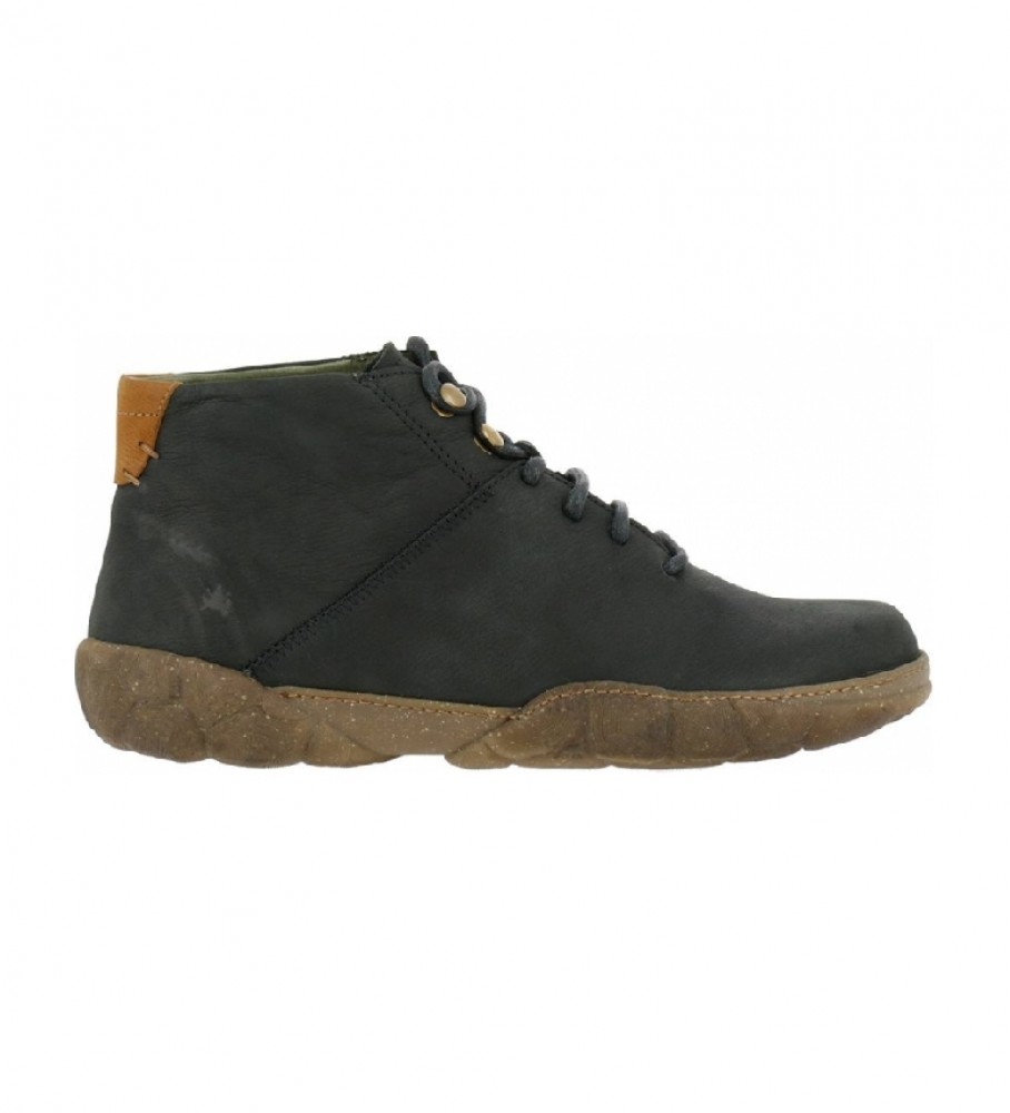 Botas de cano curto em couro preto Naturalist Pleasant N5083
