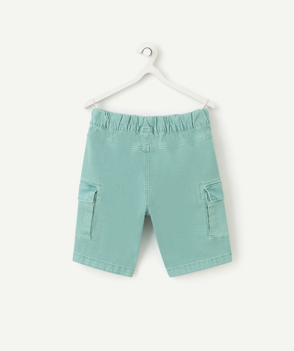 bermuda cargo garçon en viscose responsable couleur vert avec poches