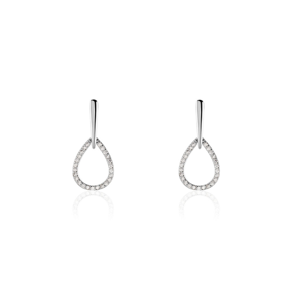 Boucles D'oreilles Pendantes Germinal Argent Blanc Oxyde De Zirconium